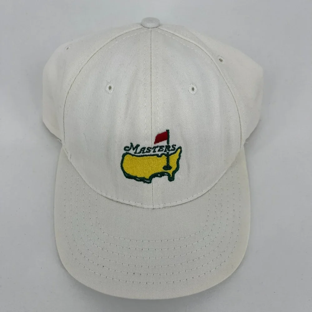 Vintage Masters American Needle Golf Hat White Leather Strap Adjustable Cap